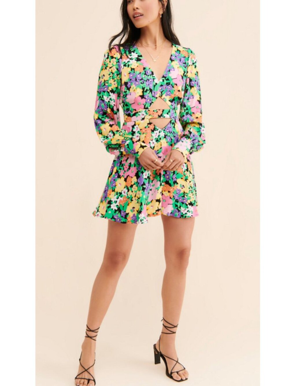 AFRM Merion Mini Dress Neon Garden